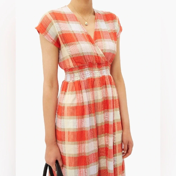 Ace & Jig Faye Picnic Red Plaid Surplus Midi Dress - Picture 9 of 10